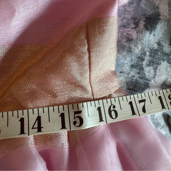 Show Me Your Mumu Pink Gold Stripe Organza Princess Dress Lace Up Flouncy O/S - Picture 10 of 14